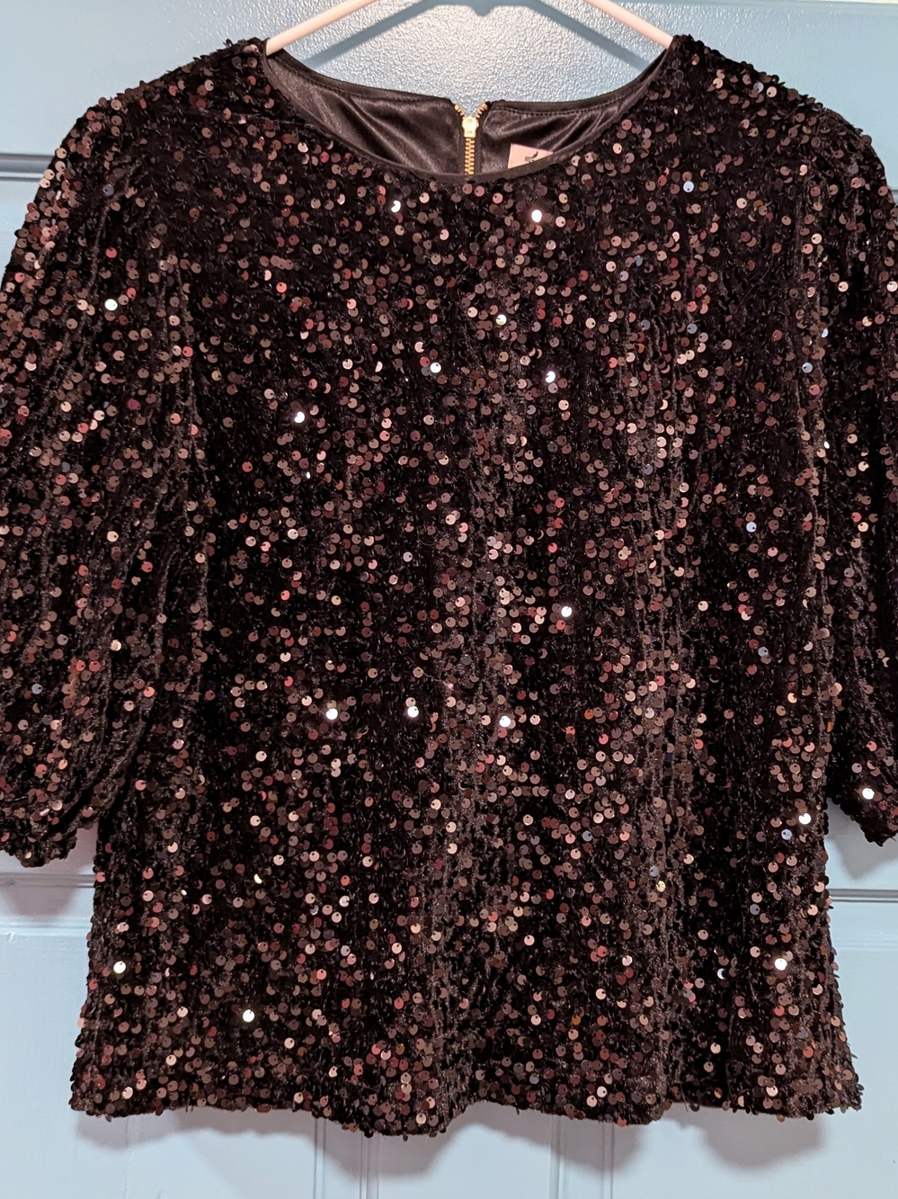 Nanette Lepore Black Sequin Velvet Top